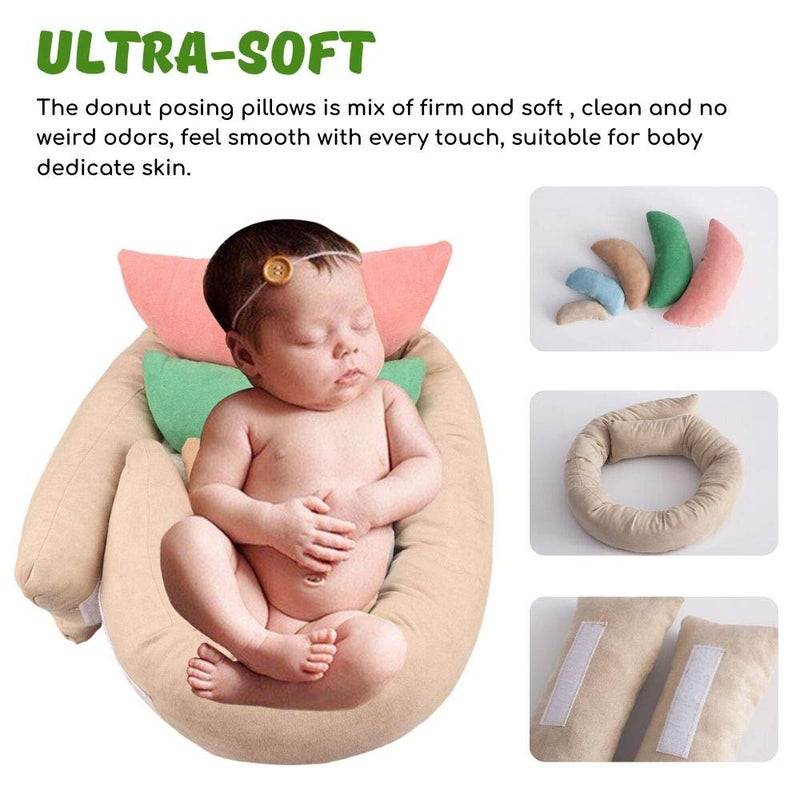 Sunmig Newborn Photography Props, Ultra-Soft Cotton Baby Donut Posing Pillows, Professional Photo Studio Posing Props Set, 6 Pieces, Multicolor - Image 2